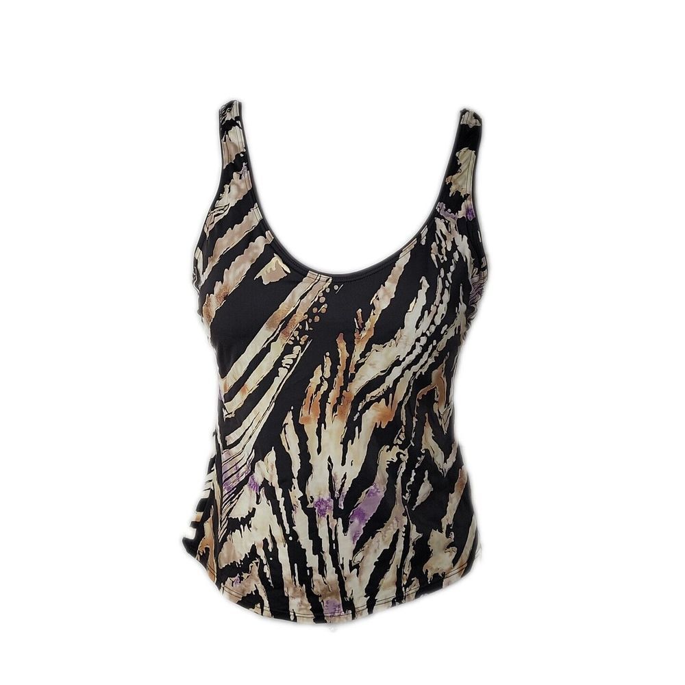 Silhouette Solution Tankini Swim Top ~ Sz 10D ~ Brown & Purple